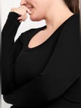 Old Navy Black Long Sleeve Scoop Neck Ribbed top NWT SZ XXL